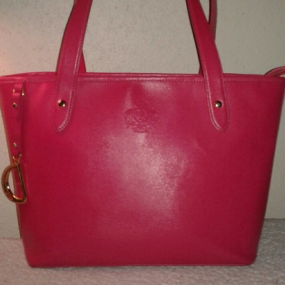 SOLD: Ralph Lauren Pink Leather Classic Tote - Picture 4 of 12